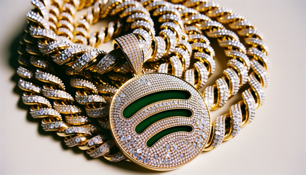 Spotify Drip chain and pendent with green logo from Dripp-E Jewelry